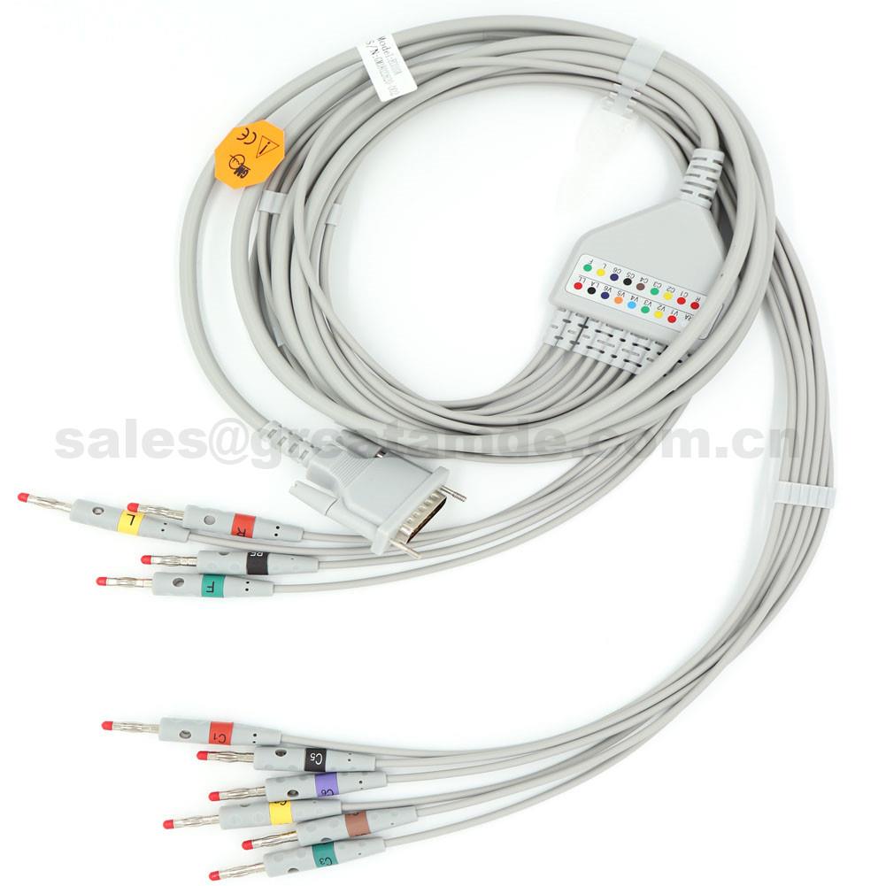 สาย EC010A ชิลเลอร์ EKG, IEC, DB15M Banana 4.0, AT-1, ใช้กับชิลเลอร์ AT-102, CS-200, EC010A schiller EKG cable , IEC, DB15M Banana 4.0 , AT-1 ,Use with Schiller AT-102, CS-200,