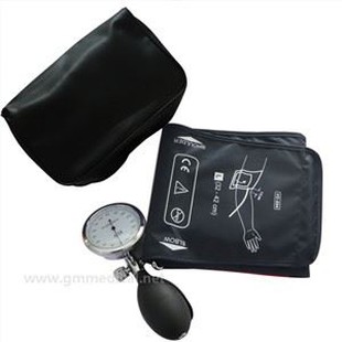 ข้อมือความดันโลหิตด้วยตนเองสําหรับผู้ใหญ่ขนาดใหญ่ข้อมือหลอดเดียวพร้อมมาตรวัดความดันและหลอดไฟเงินเฟ้อสีน้ําเงินเข้ม